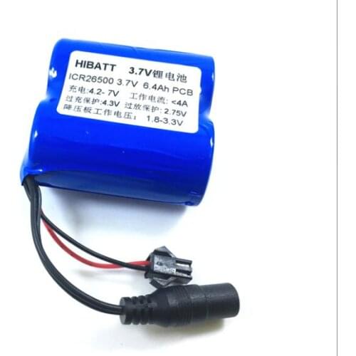 Rechargeable lithium battery pack ICR 26500 2 and 3.7v 6400MAH plus protection board out of the plug line