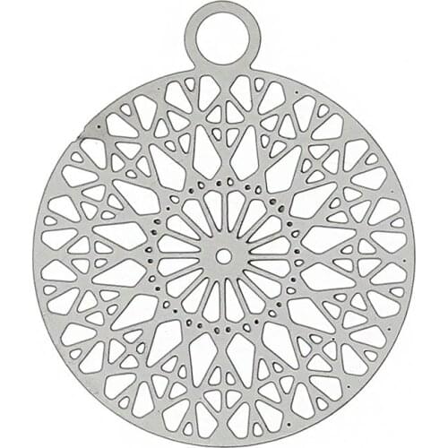 20 PCs Stainless Steel Filigree Stamping Charm Pendants Round Metal Rhombus Hollow Carved For Trendy Jewelry Making 22mm x 18mm
