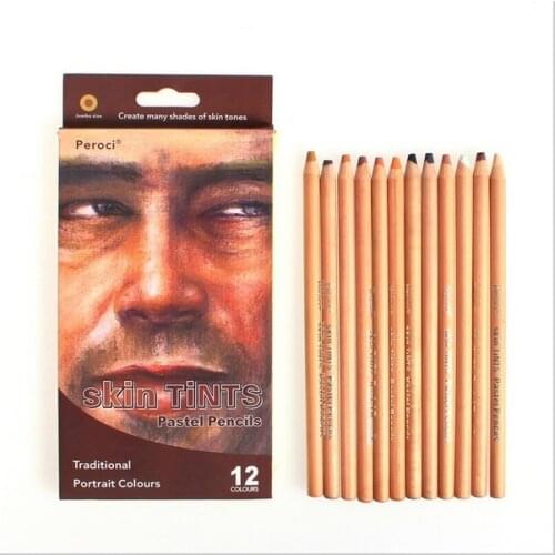 Peroci 12 Colors/box Wood Skin Tints Pastel Color Pencil for Drawing Professional Skin Pencil