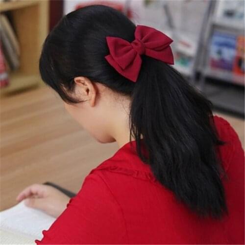 Korean Simple Solid Color Hair Pins Spring Sweet Fabric Knot Bow Hairclip For Women Gir Barrette Accessories Headwea
