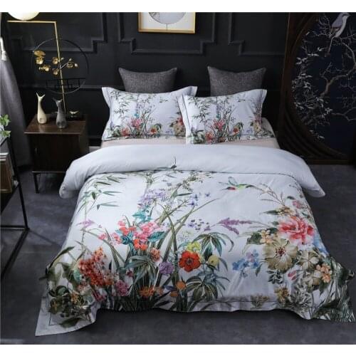 Luxury Digital Printing 60S Egyptian cotton Bedding sets Queen King Pastoral Duvet cover Bed sheet set Pillowcases 4pcs Colorful