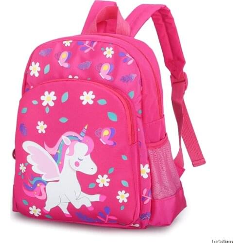 Girls Lovely Unicorn Flower Primary School Bag Children Double Shoulder Backpack Dropship