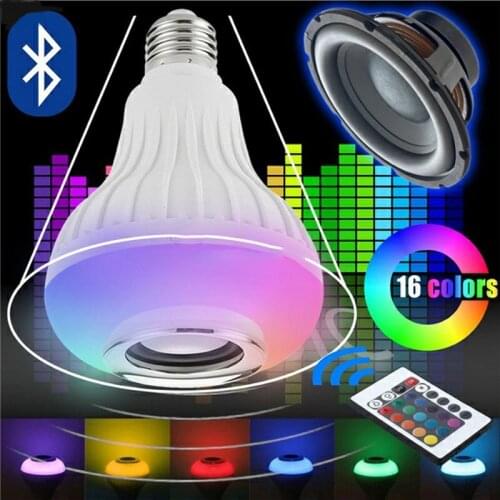 Smart E27 RGB Bluetooth Speaker LED Bulb 12W Wireless Bluetooth Audio Playback Dimmable Bulb with 24-key Remote Control