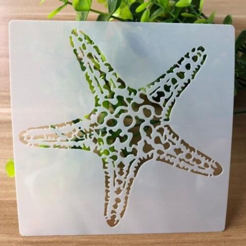 2pc Starfish Shell Cake Stencils Accessories Painting Template Scrapbooking Embossing Stamping Album Card 13*13cm