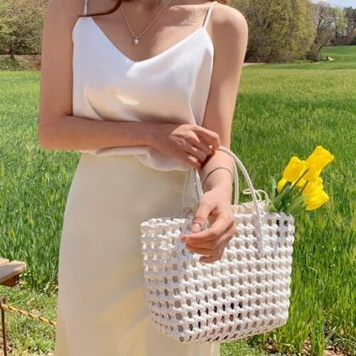 Large capacity straw bag wild woven cloth basket hand-woven bag portable female beach bag
