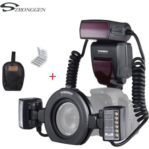 Yongnuo YN24EX YN-24EX E TTL Twin Lite Macro Flash Speedlite for Canon Cameras with Dual 2pcs Flash Head + 4pcs Adapter Rings