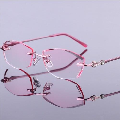 Womens Frameless Finished Products Prescription Optical Prescription Glasses Beautiful Trimmed Glasses Frame Fashion