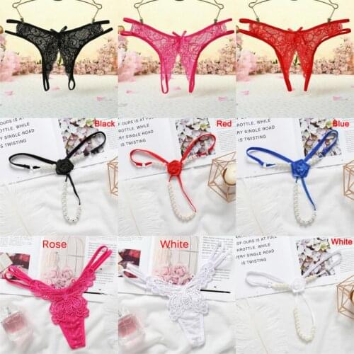 Women Sexy Opening Crotch Panties Ladies Flower Lace Female Briefs Thongs G-string Lingerie Sexy Underwear