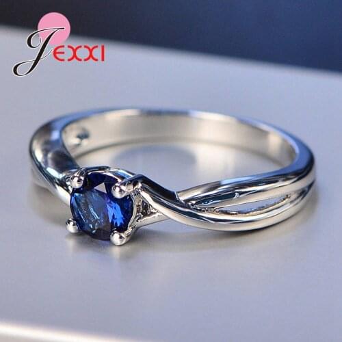 Round CZ Crystal Exquisite Rings For Women 925 Sterling Silver Cross Shape Wedding Party Cubic Zircon Jewelry Ring Size 6 7 8 9