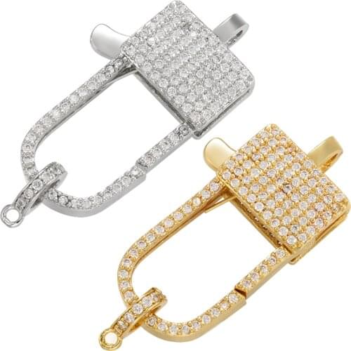 ZHUKOU Gold/Silver Color Lobster Clasps Accessories CZ crystal hooks for Needlework Beads Pearls Jewelry Making findings VK120