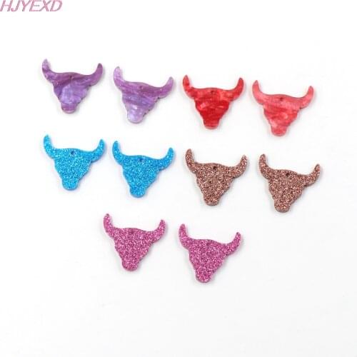 10pcs /lot) 25mm Acrylic bull skull For Earrings Laser Cut Glitter Monstera Jewelry Accessories