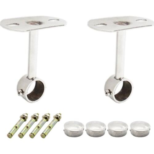 2 Pack Ceiling Mount Bracket,Stainless Steel Wardrobe Pipe Bracket Rod Holder Ceiling Holder, Holder Pipe Flange Socket Len 15cm