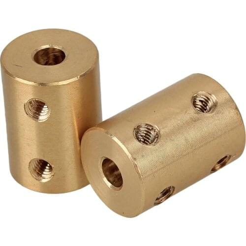 2pcs Motor Shaft Rigid Brass Sleeve Coupling Connector + Tighten Screws