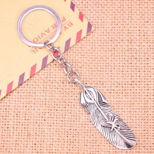 20pcs New Fashion Keychain 56*15 mm feather eagle Pendants DIY Men Jewelry Car Key Chain Ring Holder Souvenir For Gift