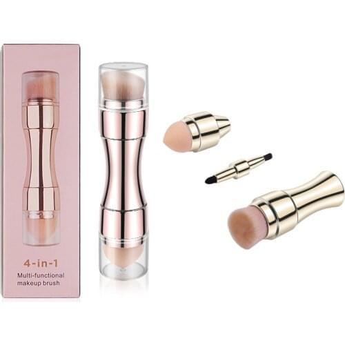 NEW 4in1 makeup brushes Portable makeup brush foundation eye shadow blush lip brush makeup sponge maquillajes tools 2colors