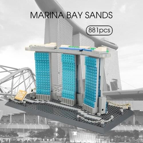 881pcs World Famous Architecture Marina Bay Sands Building Blocks Sets City Bricks Classic Skyline Model Kids Gift Boys Toys