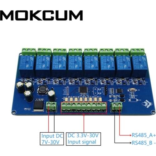 8CH Modbus Relay Module 8Bit Modbus-RTU Switch Signal Input Output RS485 TTL Controller
