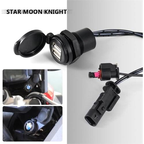 Motorcycle Accessories Dual USB Charger Plug Socket Cigarette Lighter Adapter LED Display For BMW R1200GS R1200RT R1250GS ADV LC