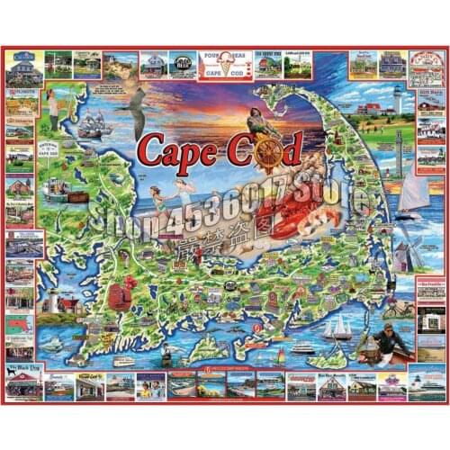 Cape Cod, MA 5D Diy Diamond Painting Cross Stitch Diamond Mosaic Diamond Embroidery City & Place Beach full canvas Rhinestone