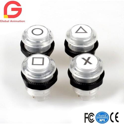 4x 30mm Arcade China LED Push Button Built-in Switch 5V Illuminated Buttons Automatic Discoloration for Arcade Joystick parts