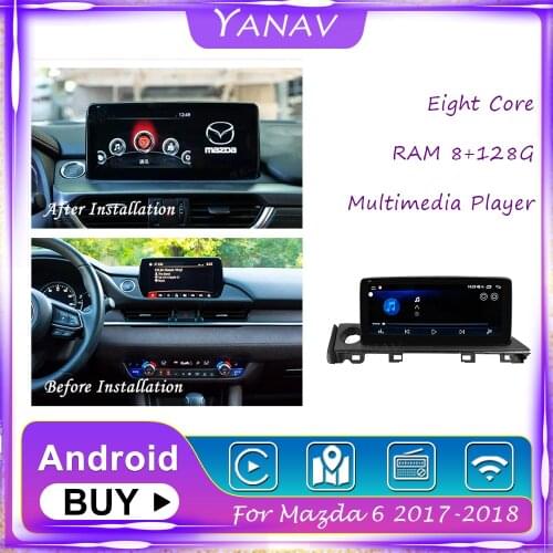 2 Din Stereo Receiver Android Car Radio For Mazda 6 2017 2018 GPS Navigation Auto Video Multimedia MP3 DVD Player with Carplay
