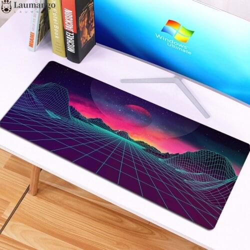 Retrowave Large Mouse Pad XXL Notebook Mousepad Neon Lamp Rubber Otaku Mats Desk Mice Mat for PC Laptop Desktop Art Design