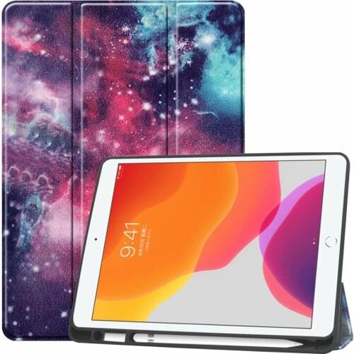 Case for iPad 10.2 2019 Tablet Funda Magnetic Folding Stand Cover for iPad 10.2 7th Generation PU Leather Case + Pencil Holder