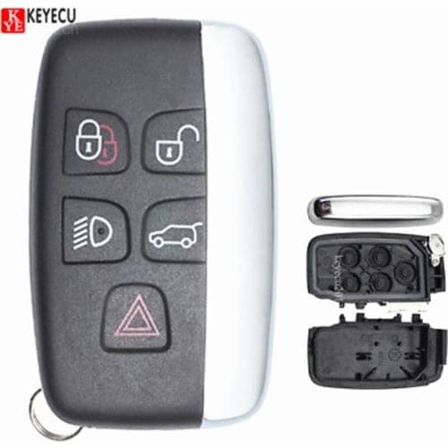 Keyecu Remote Car Key Shell Case Fob 5 Button for Jaguar XF XJ 2013-2017 without Logo on the back P/N: KOBJTF10A, EW93-15k601-AD