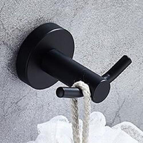 Black Bathroom Hook Robe Wall Towel Hook Stainless Steel Coat Hook Rustproof Hook Hanger For Kitchen Hardware