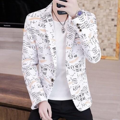 COO 2021 Autumn Clothing Mens Printed Slim Fit Casual British Small Plaid blazer Youth Handsome blazer