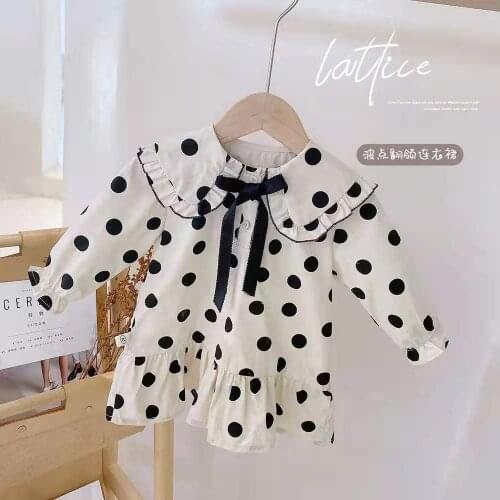 Long Sleeve Dress for Kids Girls Dot Autum Baby Birthday Clothes Winter Children Clothing Party Princess Dresses