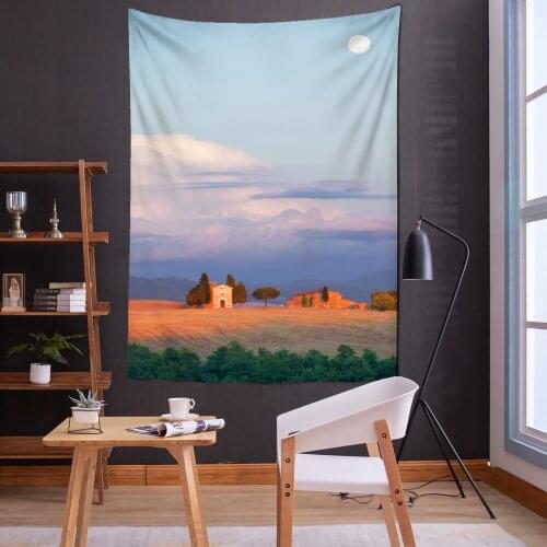 Fantasy Canvas Painting Landscape Sky Tapestry Psychedelic Wall Hanging Room Dorm Cabin Moon Sky ViewHome Animation