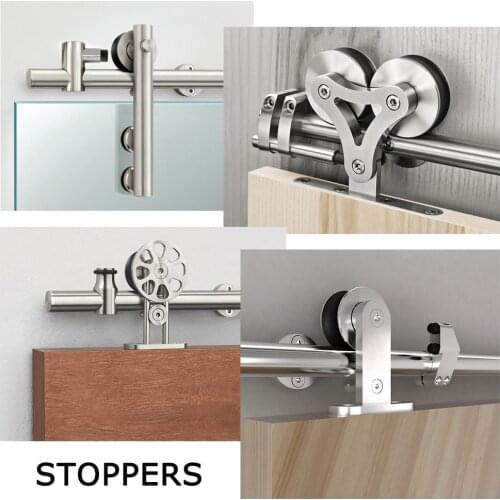 Kinmade Stainless steel Slidng Barn Door Glass Door Stopper for 25mm round track 1pair