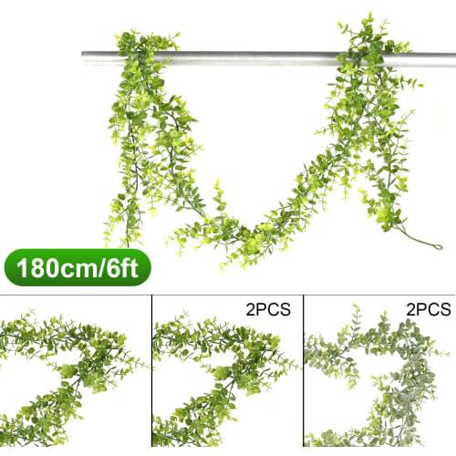 1.8M Artificial Vines Green Eucalyptus Leaves Garland Wedding Backdrop Arch Greenery Home Wall Decor Fake Hanging Plant