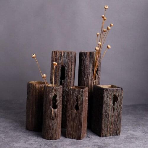 Hand-drawing Stoneware Vase Creative Retro Personality Home Furnishings Art Flowers Arrangement Tank Tabletop Jars Home Decor