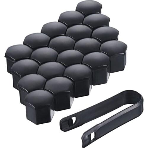 20 Pieces Wheel Nut Cap Universal Tyre Nut Covers with Removal Tool Set for Cars, Black (19 mm)