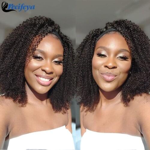 Kinky Curly Headband Wig Curly Human Hair Wigs For Women Peruvian Jerry Curly Headband Wig 100% Remy Kinky Curly Human Hair Wigs