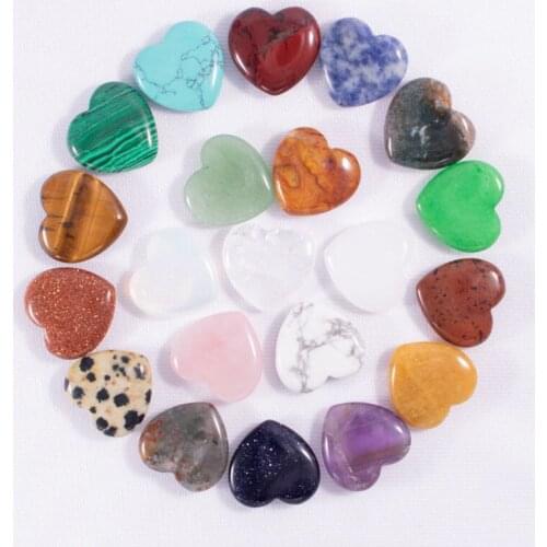 1Pcs Natural Gemstone Desktop Ornament Crystal Nice Gift DIY Pendant Accessory Heart Shaped Handicraft Puffy Home Decoration