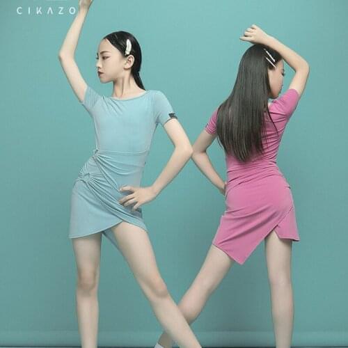 New Arrival Summer Girls Latin Dance Dress Green Rumba Asymetrical Skirts Splicing Dress Briefs Inside Dance Practice Wear G3526