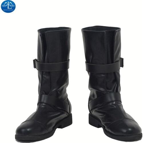 ManLuYunXiao Fullmetal Alchemist Cosplay Edward Elric Cosplay Boots Black Leather Shoes High Tube Men Custom Made