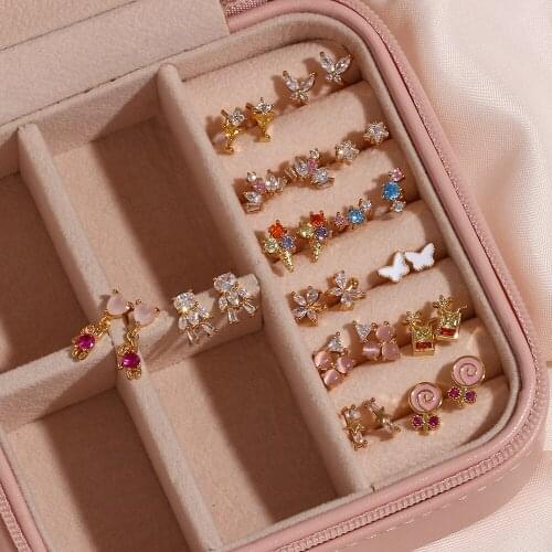 Lovely Little Cute Beautiful Sparkling New Arrival Gold Plated Zircon Waterproof Tarnish Free Earrings For Women And For Litt