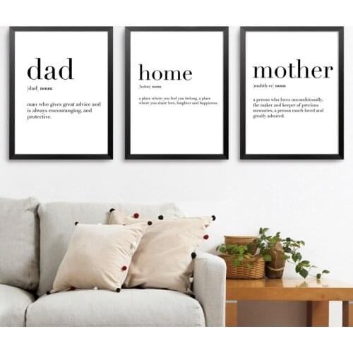 Minimalist Family Definition Quotes Canvas Painting Black and White Poster Print Nordic Wall Art Pictures Living Room Home Decor
