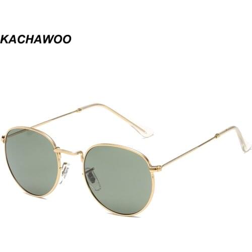 Kachawoo Men Retro Sunglasses Metal Frame Gold Blue Mirror Sun Glasses for Women Unisex UV400