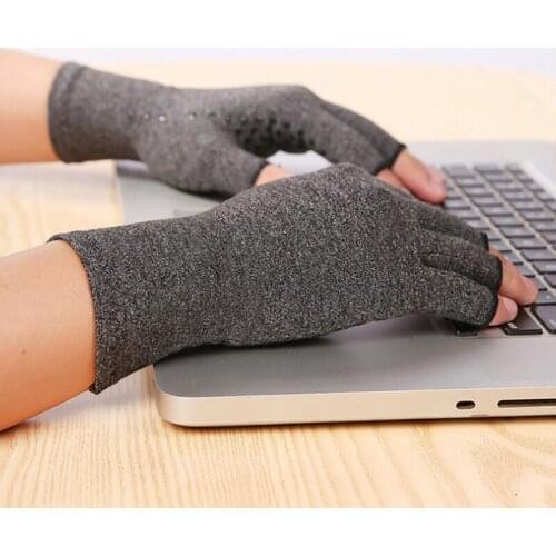 2020 Men Anti-fatigue compression hand gloves Massages Non-slip Stretch Elastic Warm Half Finger Fingerless Gloves