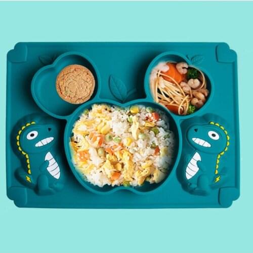 Baby Dinosaur Dinner Plate Set BPA Free Waterproof Spoon NonSlip Feeding Tableware Cartoon Dinosaur Training Bowl Spoon Fork Set