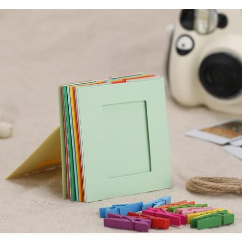 10pcs Combination Paper Photo Frame with Clips and Rope Colorful Wall Photo Hanging Picture DIY Photo Album Home Decoration