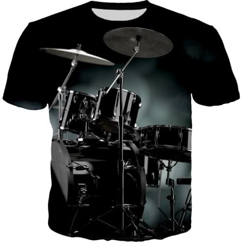 Hip Hop Bass Drum Set T Shirts 3D Print Musical Instrument Funny T Shirt Men Women Short Sleeve Sweatshirt Fashion Casual Tops