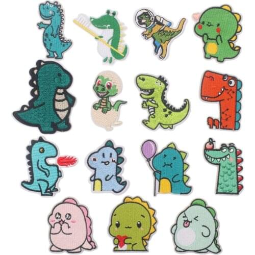 Jurassic Park Patches For Clothing Stripe Dinosaur Animal Embroidered Patches Sewing For Jackets Cartoon Badge for Clothes Decor