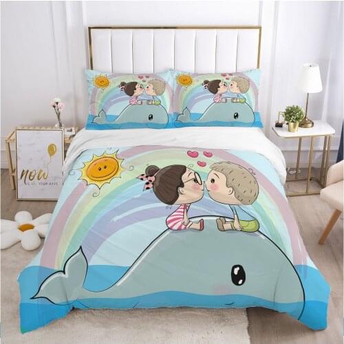 Cartoon Childrens Bedding set for kids baby boy girls Duvet cover set pillow case Bed linens Quilt cover 140x200 Car sun