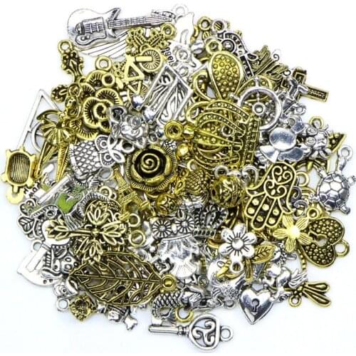 20pcs/lot Random Heart Crown Charms Lot Metal Mix Floating Charms Pendants For Bracelet Necklace Findings Craft Jewelry Making
